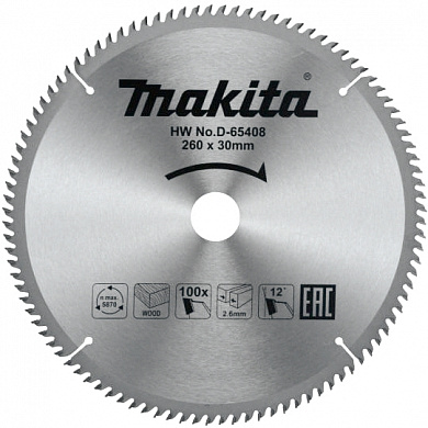 Пильный диск MAKITA для дерева, 260x30x1,8x100T